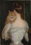 Lilla Cabot Perry Woman with Cat oil painting artist